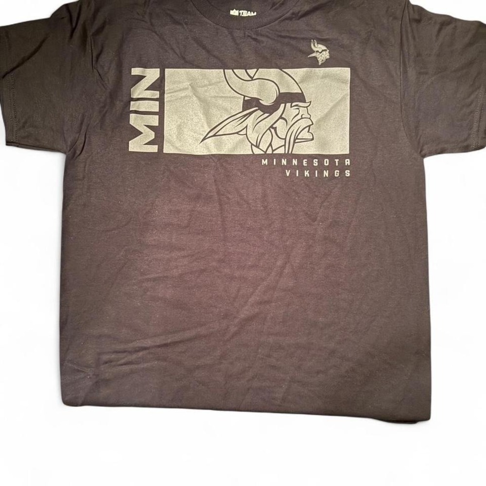 NFL Team Apparel Minnesota Vikings Graphic T-Shirt Mens Medium Black Cotton Tee